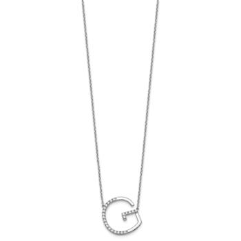 Rhodium Over 14k White Gold Sideways Diamond Initial G Pendant Cable
Link 18 Inch Necklace