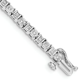 Rhodium Over 14k White Gold Diamond Bracelet