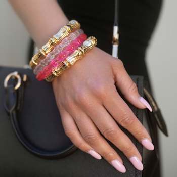 Pink Bamboo-Inspired Acrylic Slip-On Bangle