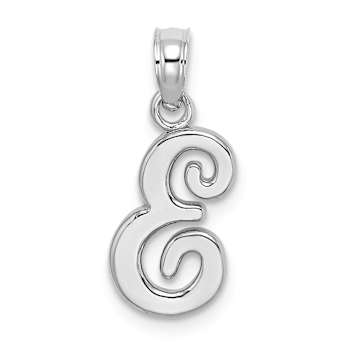 Rhodium Over 14k White Gold Polished Script Letter E Initial Pendant