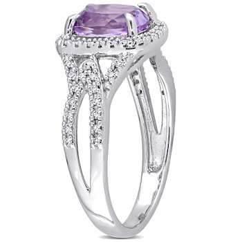 Kunzite and Diamond 14K White Gold Ring 0.174ctw