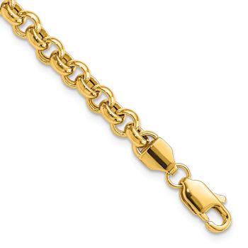 10k Yellow Gold 5mm Polished Fancy Rolo Link Bracelet