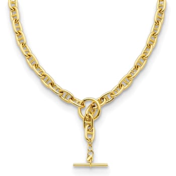 14K Yellow Gold 8mm Anchor Link 18-inch Y-drop Toggle Necklace