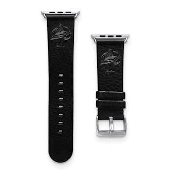 Gametime NHL Colorado Avalanche Black Leather Apple Watch Band (42/44mm
S/M). Watch not included.