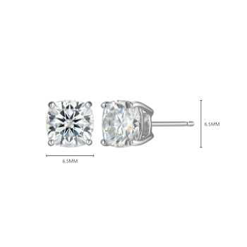 Square Cushion Cut Moissanite Platineve Stud Earrings 2.60ctw DEW