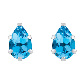 6x4mm Pear Shape Blue Topaz Rhodium Over 10k White Gold Stud Earrings