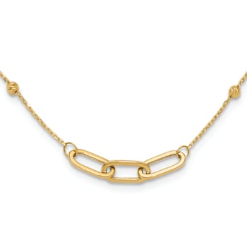 14K Yellow Gold Polished and Diamond-cut Fancy Necklace