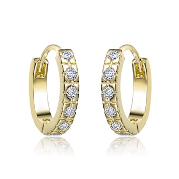 Mini CZ Huggie Earrings In 14K Gold Over Brass