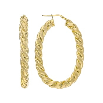 2 Inch Twisted Hoop Earrings In 18K Gold Over Bronze