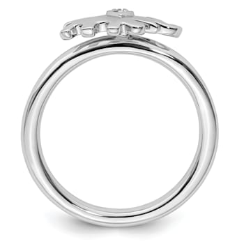 Sterling Silver Stackable Expressions Elephant Diamond Ring 0.029ctw