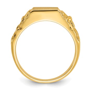 14K Yellow Gold 13x9mm Men's Signet Ring
