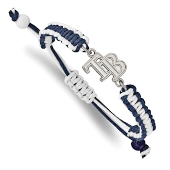 Stainless Steel MLB LogoArt Tampa Bay Rays Adjustable Cord Bracelet