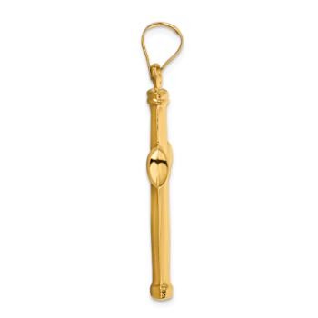 14k Yellow Gold 3D Polished Stamping Cross Pendant