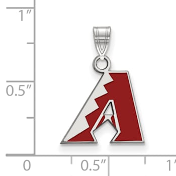 Rhodium Over Sterling Silver MLB Arizona Diamondbacks LogoArt Enameled Pendant