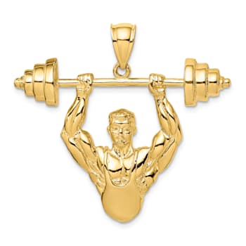 14k Yellow Gold Textured Bodybuilder Pendant