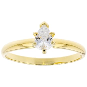 White Cubic Zirconia 18K Yellow Gold Over Sterling Silver Promise Ring 0.60ctw