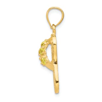 14k Yellow Gold Cubic Zirconia November Birthstone Flip Flop Pendant