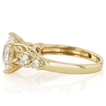 Diamond Simulant Heptagon Ring In 18K Gold Over Sterling Silver 5.44ctw