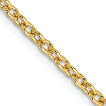 14k Yellow Gold 2.4mm Solid Round Open Link Cable 22 Inch Chain