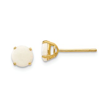 14k Yellow Gold Children's 5mm Round Opal Stud Earrings