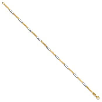 14K Two-tone Diamond-cut Beaded 7.5-inch Bracelet
