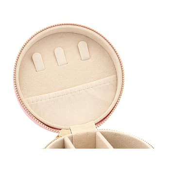 Pink Round Compact Shape Jewelry Box with Tassel appx 9.5x4.5cm