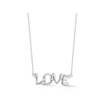 Sterling Statements Rhodium Over Sterling Silver CZ LOVE Necklace