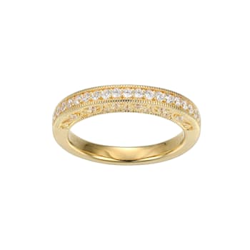 White Cubic Zirconia 18k Yellow Gold Over Sterling Silver Ring With Band 3.63ctw