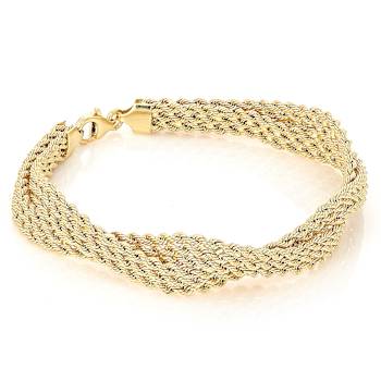 Italian Ribbon Rope Bracelet In Solid 14K Yellow Gold