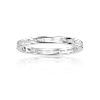 Baguette White Topaz Sterling Silver Eternity Band Ring, 0.40ctw