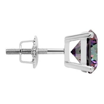 Multi-color Cubic Zirconia 14k White Gold Studs With Velvet Gift Box 4ctw