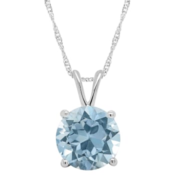 8mm Round Sky Blue Topaz Rhodium Over Sterling Silver Pendant With Chain