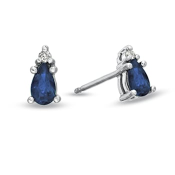 0.42ctw Pear Shaped Sapphire and Diamond Earrings in 14k White Gold