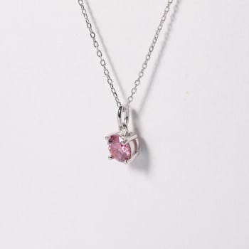 Pink Moissanite Sterling Silver Solitaire Pendant With Chain, 0.50ct