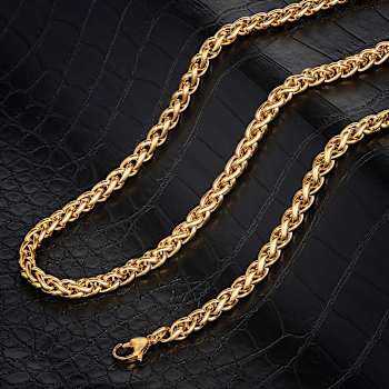 Invicta Men's Yellow Spiga Wheat Chain Necklace 6mm In Stainless Steel
24 Inch