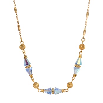 Yellow Base Metal Teardrop Glass Bead Collar Necklace 16 inch