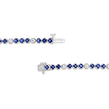 3.09ctw Sapphire and Diamond Bracelet in 14k White Gold