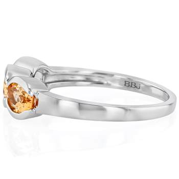 Citrine Three-Stone Ring In Platinum Over Sterling Silver