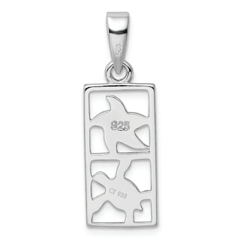 Rhodium Over Sterling Silver Blue Lab Created Opal Starfish Turtle Pendant