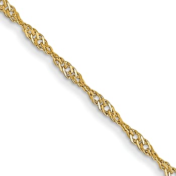 14k Yellow Gold 1mm Solid Singapore 20 Inch Chain