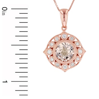 1.28cttw Morganite and Diamond Pendant in 14k Rose Gold