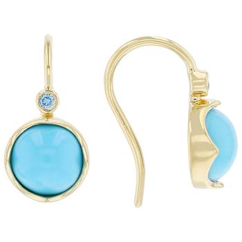 Sleeping Beauty Turquoise And Blue Diamond Drop Earrings In 18K Gold
Over Sterling Silver