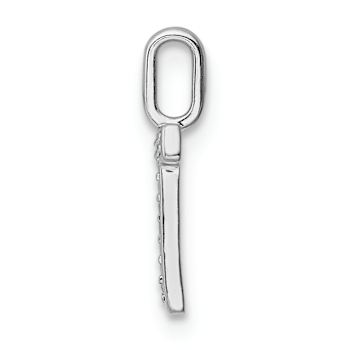 14K White Gold Diamond Letter T Initial Pendant