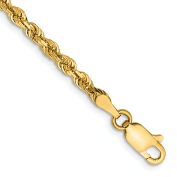 14k Yellow Gold 3mm Diamond-Cut Quadruple Rope Chain Bracelet
