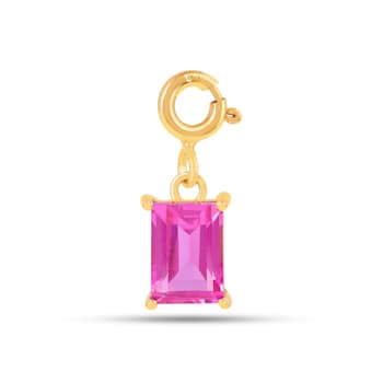 Lab Created Pink Sapphire 18K Yellow Gold Over Sterling Silver Baguette
Birthstone Charm