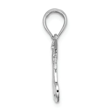 Rhodium Over 14k White Gold Mom with 2 Angels Holding Heart Charm