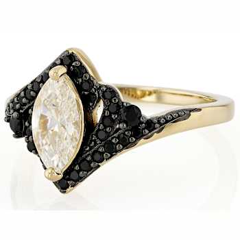 Diamond Simulant Marquise And Black Spinel Ring In 18K Gold Over
Sterling Silver 1.81ctw