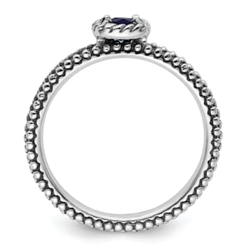 Sterling Silver Stackable Expressions Polished Lab Created Sapphire Ring 0.31ctw
