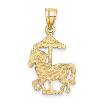14k Yellow Gold Textured Children's Carousel Horse Charm