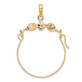 14K Two-tone Leaves with Flower Charm Holder